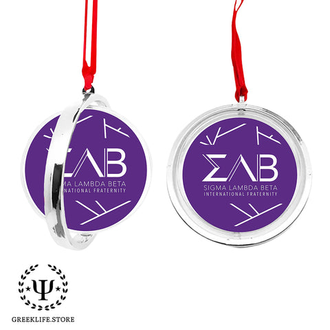 Sigma Lambda Beta Christmas Reversible Flat Round Ornament