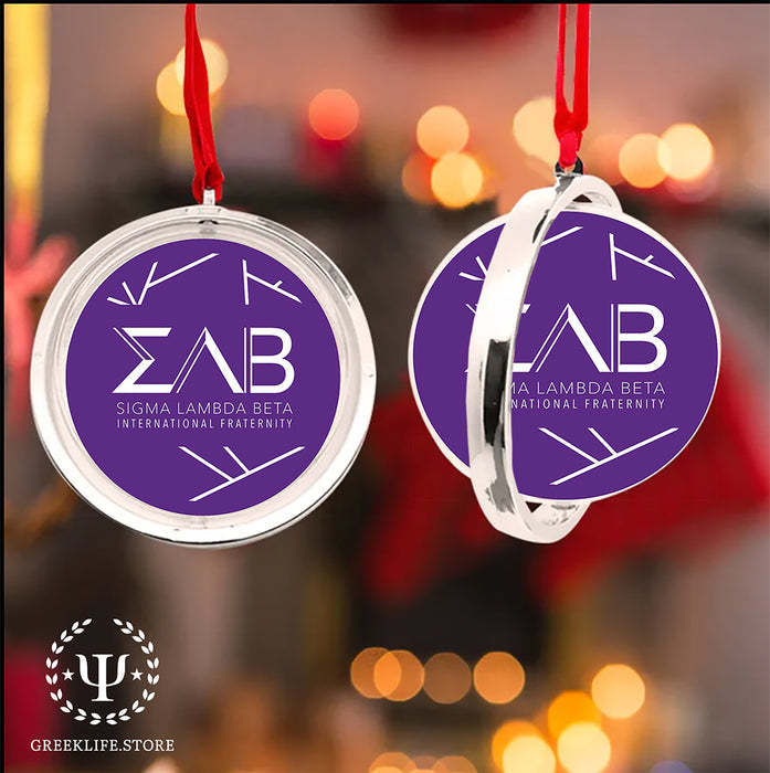 Sigma Lambda Beta Christmas Reversible Flat Round Ornament