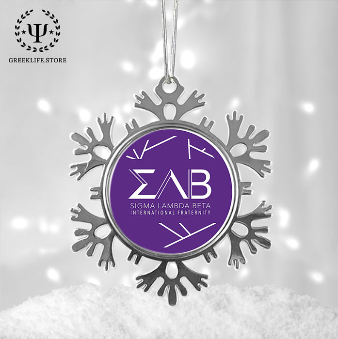 Sigma Lambda Beta Christmas Ornament - Snowflake Metal