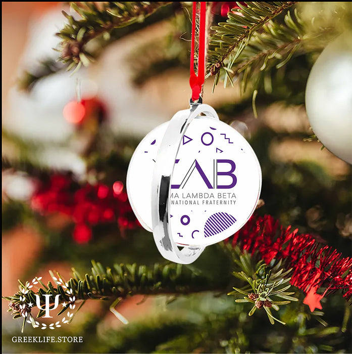 Sigma Lambda Beta Christmas Reversible Flat Round Ornament