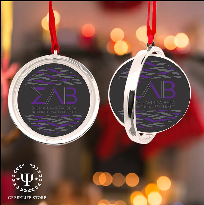 Sigma Lambda Beta Christmas Reversible Flat Round Ornament