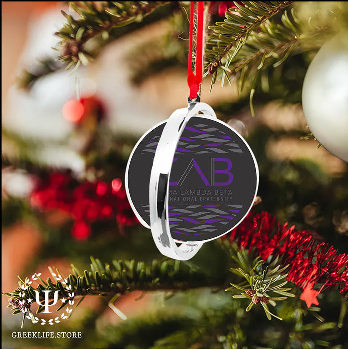 Sigma Lambda Beta Christmas Reversible Flat Round Ornament