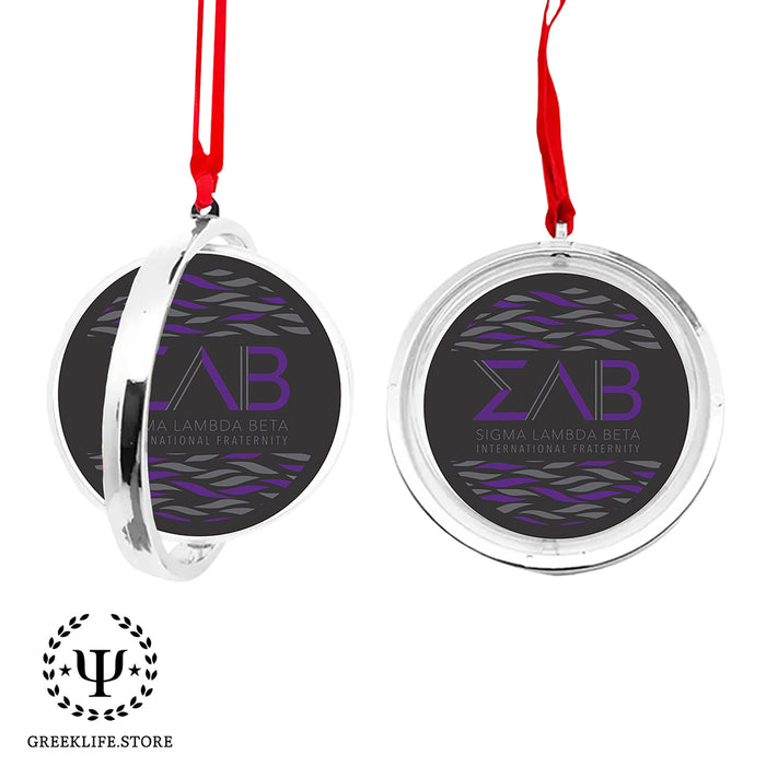 Sigma Lambda Beta Christmas Reversible Flat Round Ornament