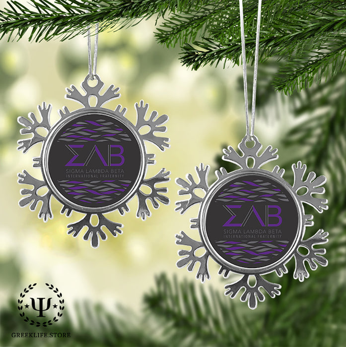 Sigma Lambda Beta Christmas Ornament - Snowflake Metal