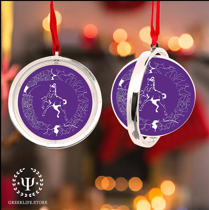 Sigma Lambda Beta Christmas Reversible Flat Round Ornament