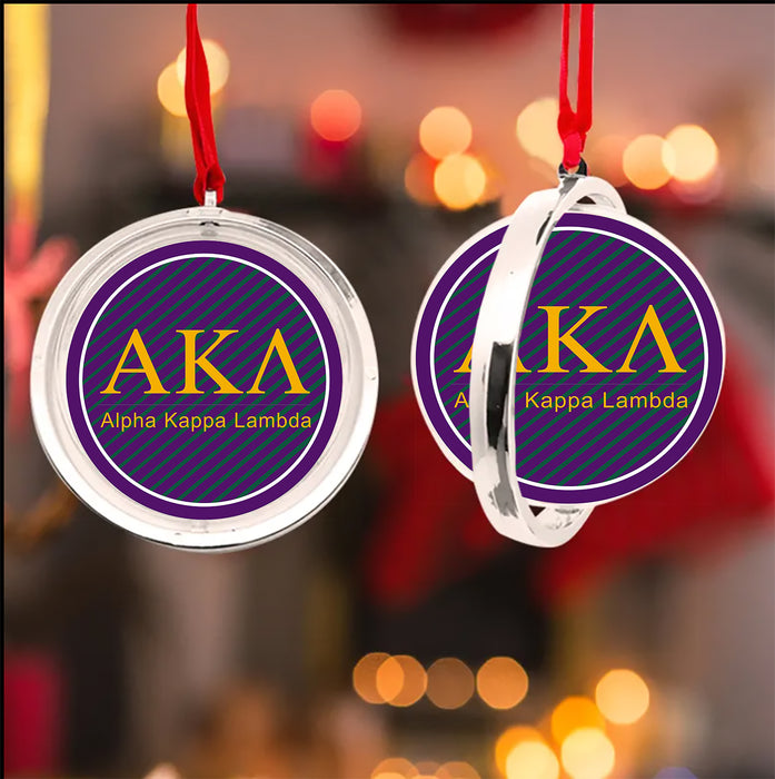 Alpha Kappa Lambda Christmas Reversible Flat Round Ornament