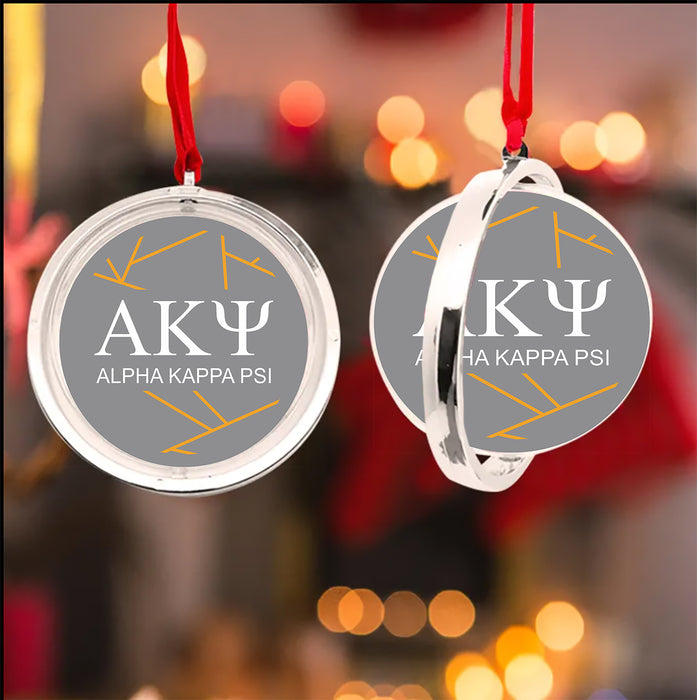 Alpha Kappa Psi Christmas Reversible Flat Round Ornament