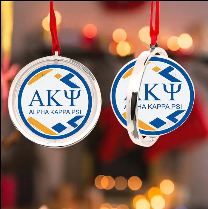 Alpha Kappa Psi Christmas Reversible Flat Round Ornament
