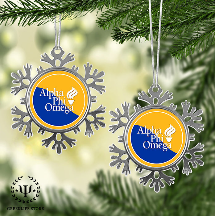 Alpha Phi Omega Christmas Ornament - Snowflake Metal