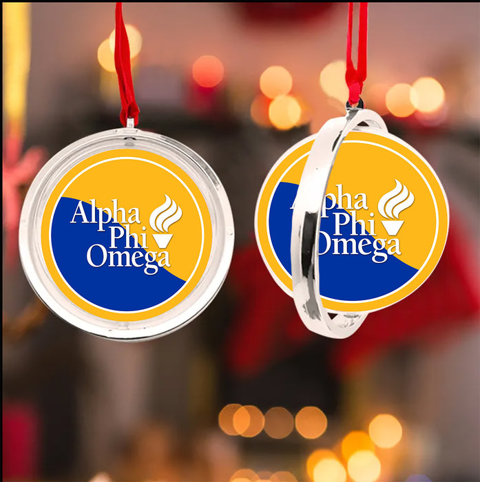 Alpha Phi Omega Christmas Reversible Flat Round Ornament
