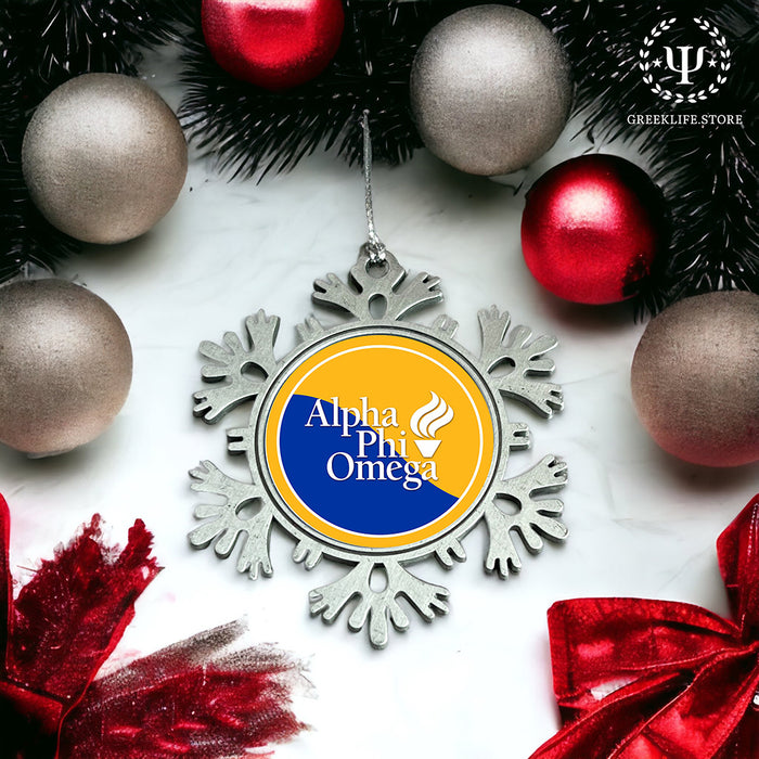 Alpha Phi Omega Christmas Ornament - Snowflake Metal