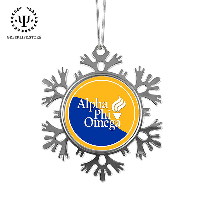 Alpha Phi Omega Christmas Ornament - Snowflake Metal
