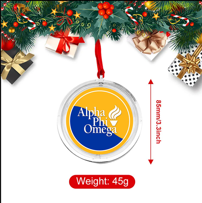 Alpha Phi Omega Christmas Reversible Flat Round Ornament