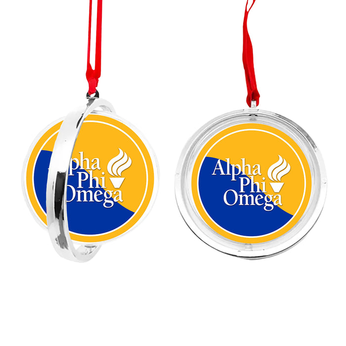 Alpha Phi Omega Christmas Reversible Flat Round Ornament