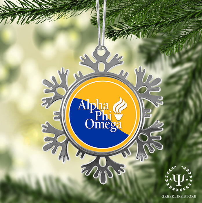 Alpha Phi Omega Christmas Ornament - Snowflake Metal
