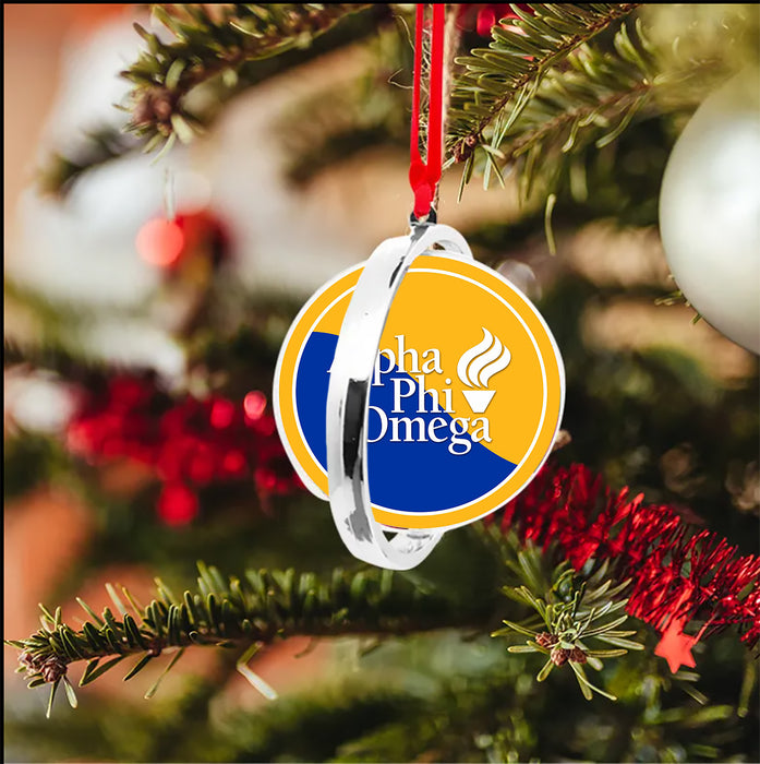 Alpha Phi Omega Christmas Reversible Flat Round Ornament