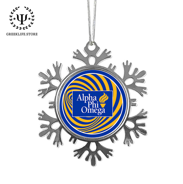 Alpha Phi Omega Christmas Ornament - Snowflake Metal