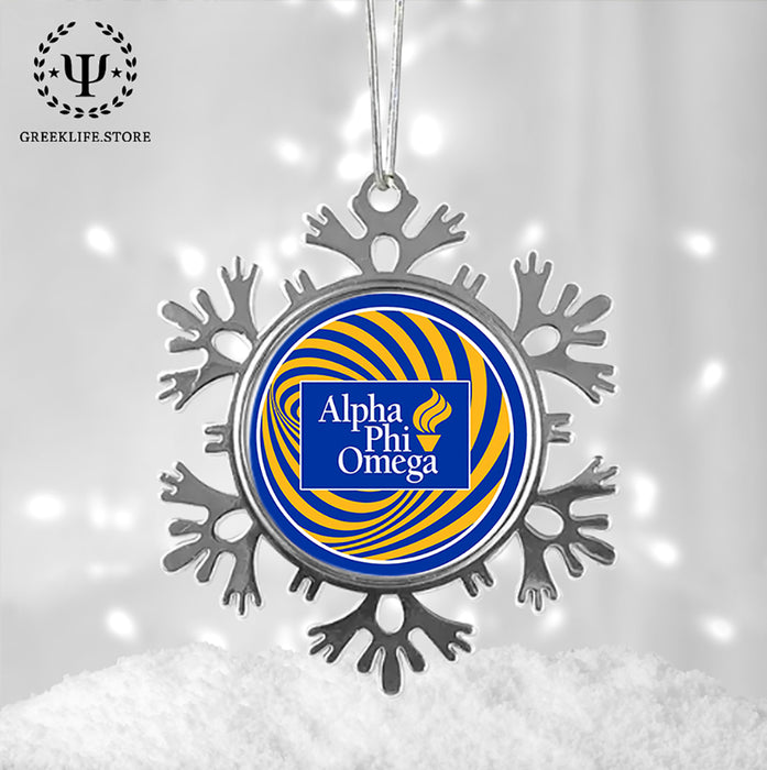 Alpha Phi Omega Christmas Ornament - Snowflake Metal