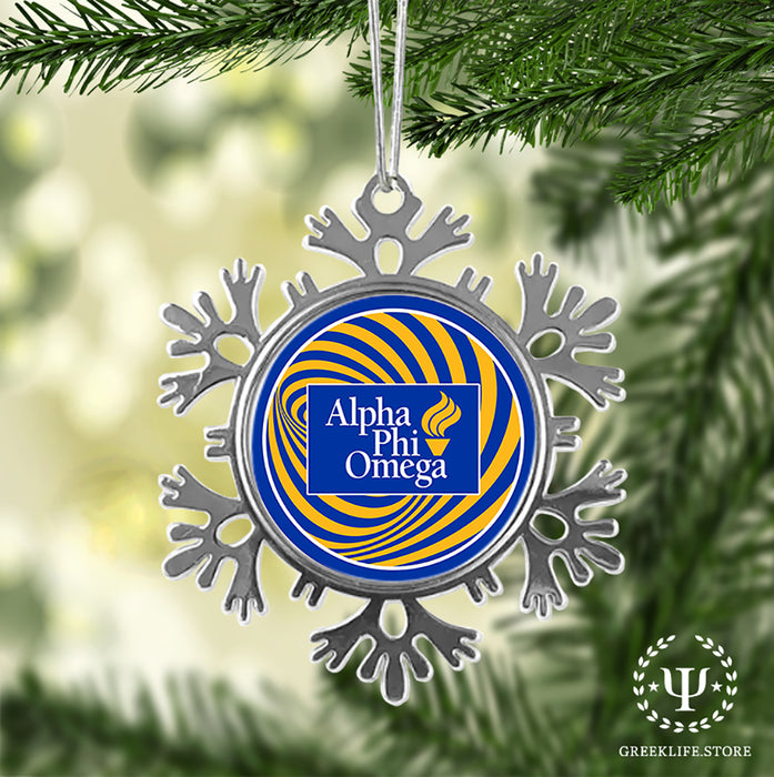 Alpha Phi Omega Christmas Ornament - Snowflake Metal