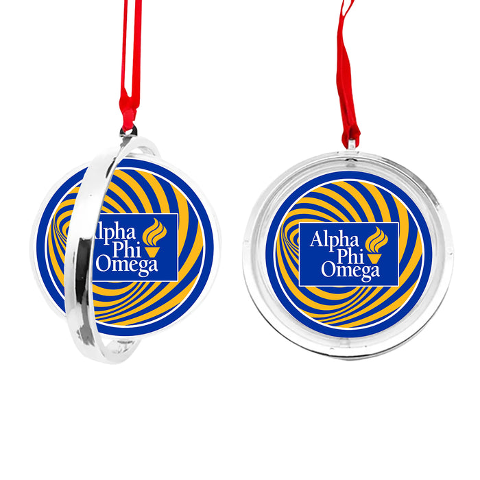 Alpha Phi Omega Christmas Reversible Flat Round Ornament