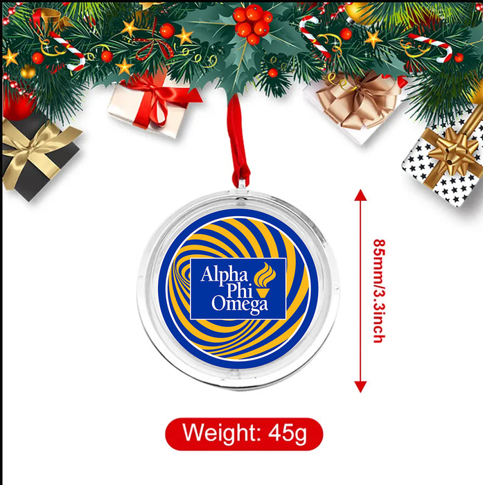 Alpha Phi Omega Christmas Reversible Flat Round Ornament