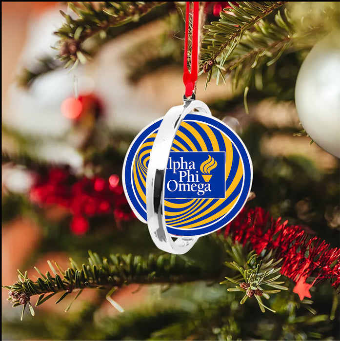 Alpha Phi Omega Christmas Reversible Flat Round Ornament