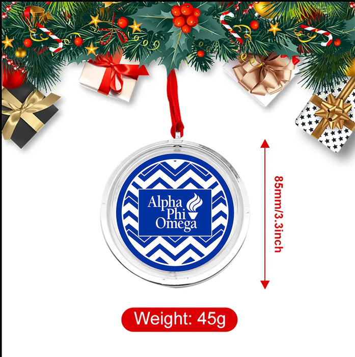 Alpha Phi Omega Christmas Reversible Flat Round Ornament
