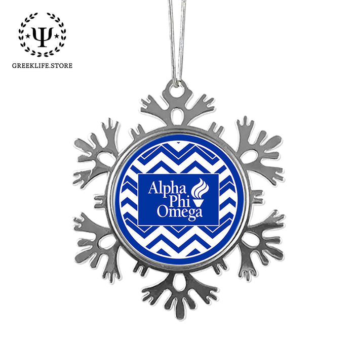 Alpha Phi Omega Christmas Ornament - Snowflake Metal