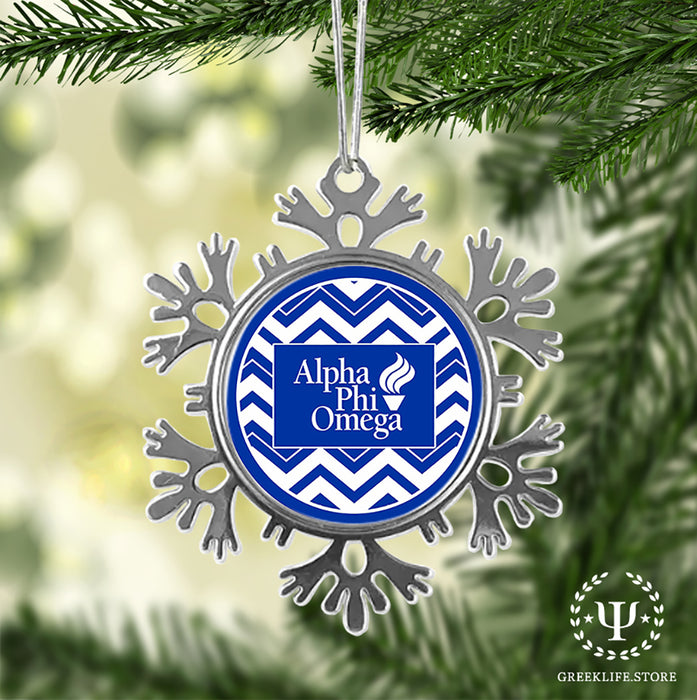 Alpha Phi Omega Christmas Ornament - Snowflake Metal