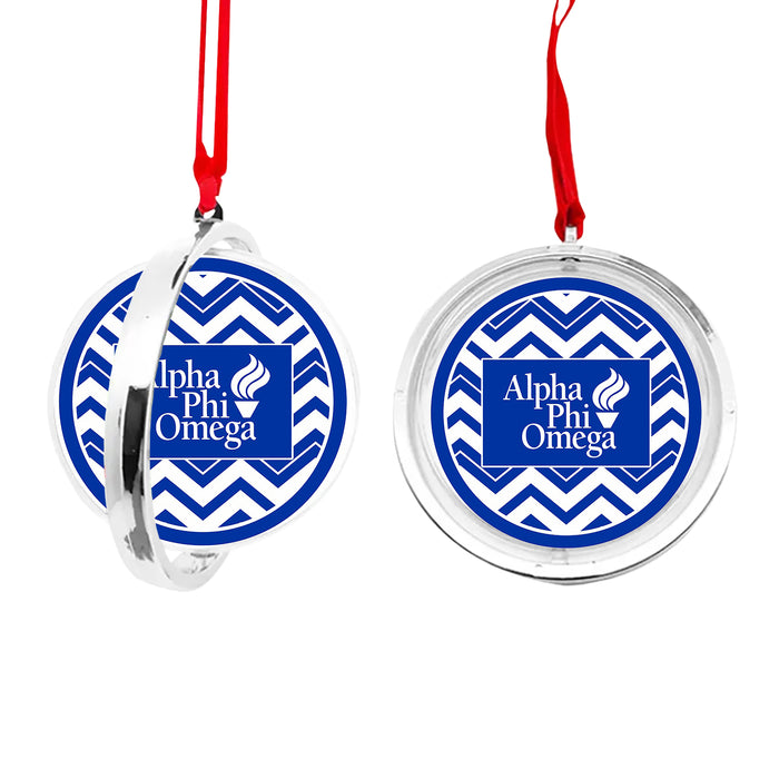 Alpha Phi Omega Christmas Reversible Flat Round Ornament