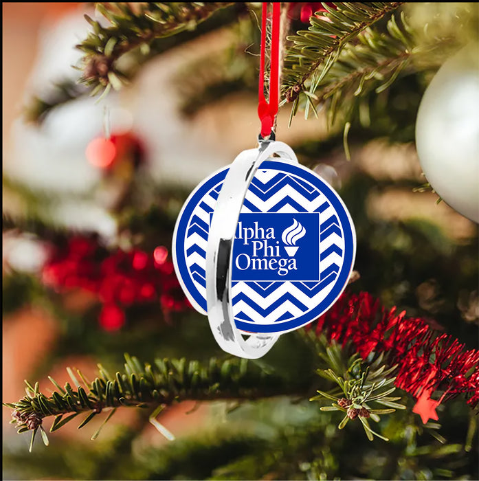 Alpha Phi Omega Christmas Reversible Flat Round Ornament