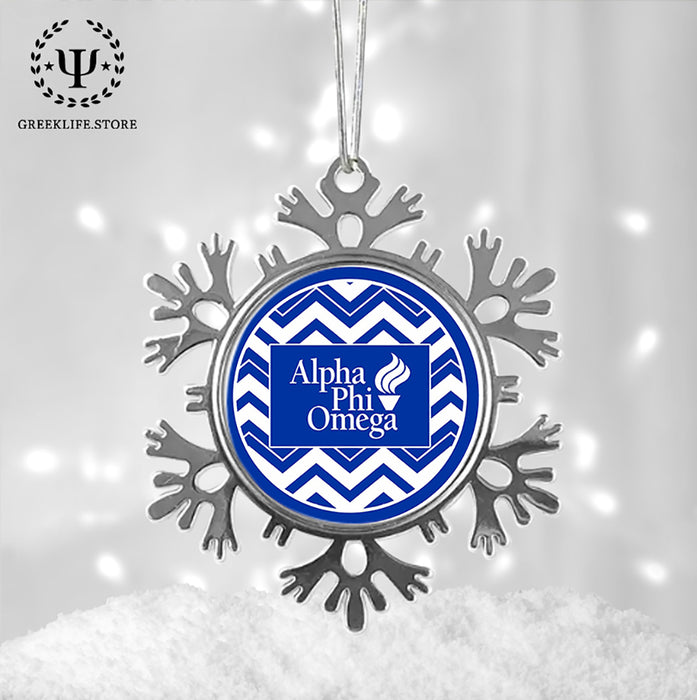 Alpha Phi Omega Christmas Ornament - Snowflake Metal