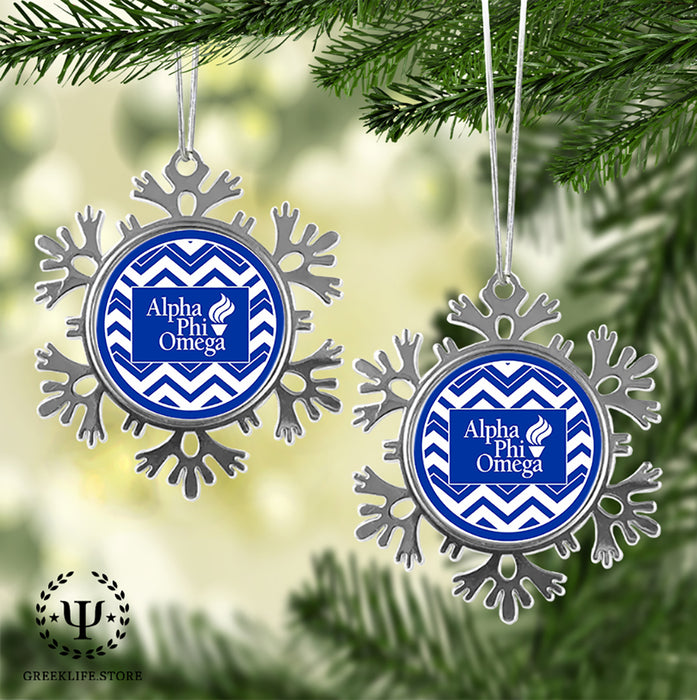 Alpha Phi Omega Christmas Ornament - Snowflake Metal