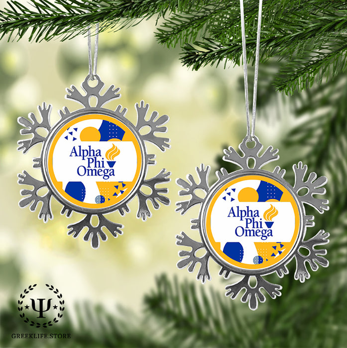 Alpha Phi Omega Christmas Ornament - Snowflake Metal