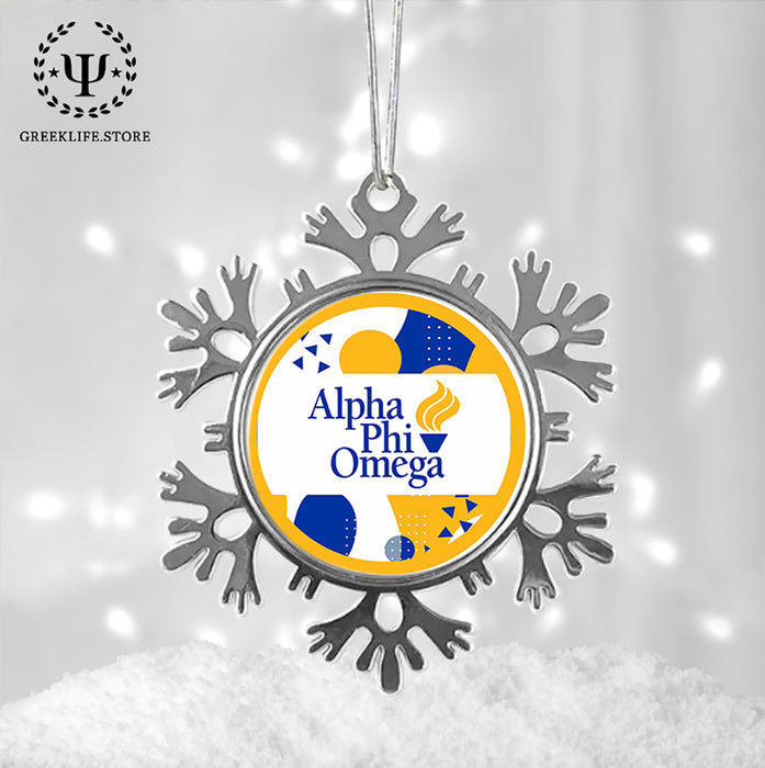 Alpha Phi Omega Christmas Ornament - Snowflake Metal