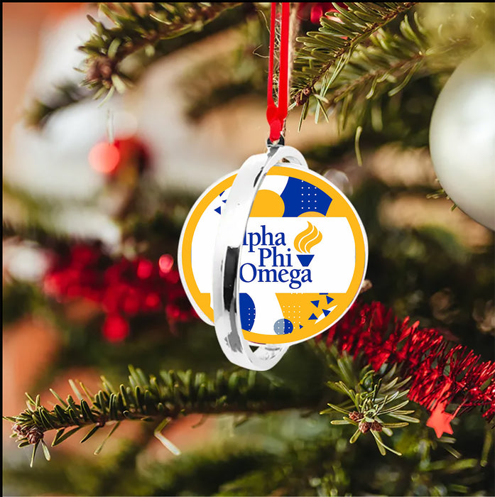 Alpha Phi Omega Christmas Reversible Flat Round Ornament