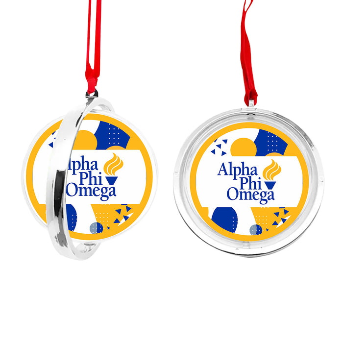 Alpha Phi Omega Christmas Reversible Flat Round Ornament