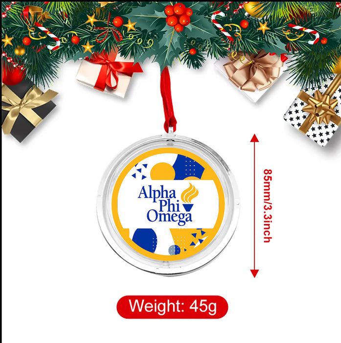 Alpha Phi Omega Christmas Reversible Flat Round Ornament