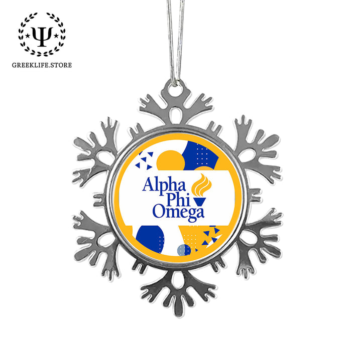 Alpha Phi Omega Christmas Ornament - Snowflake Metal