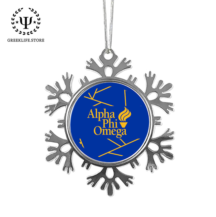 Alpha Phi Omega Christmas Ornament - Snowflake Metal