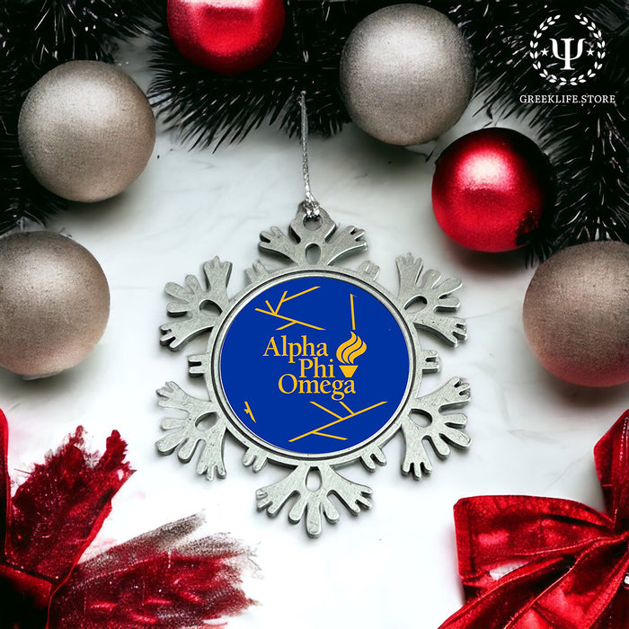 Alpha Phi Omega Christmas Ornament - Snowflake Metal