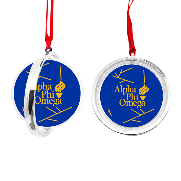 Alpha Phi Omega Christmas Reversible Flat Round Ornament