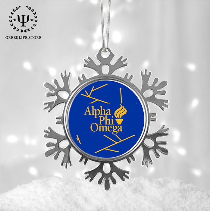 Alpha Phi Omega Christmas Ornament - Snowflake Metal