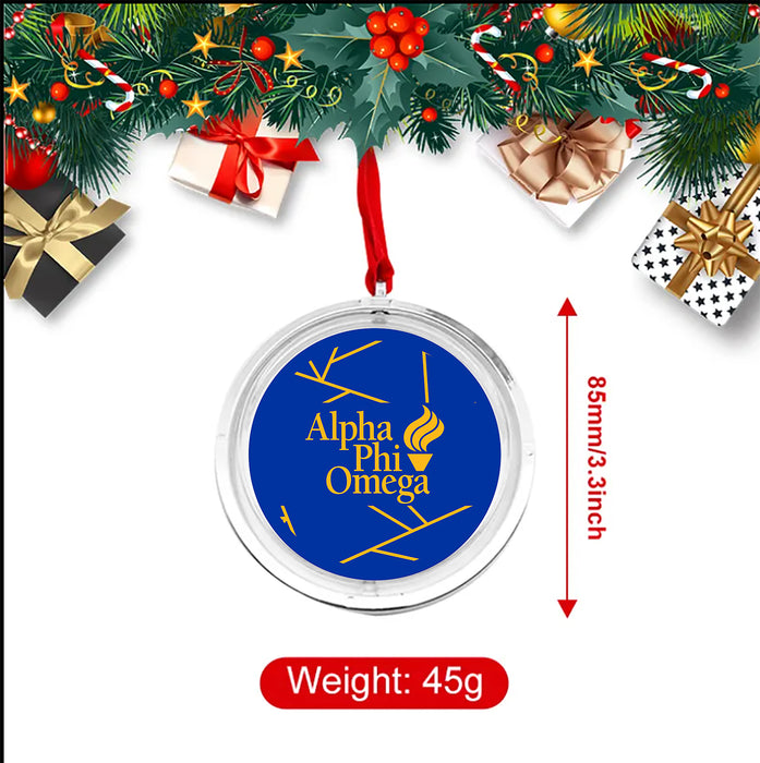 Alpha Phi Omega Christmas Reversible Flat Round Ornament