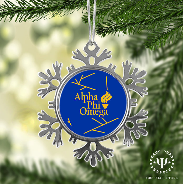 Alpha Phi Omega Christmas Ornament - Snowflake Metal