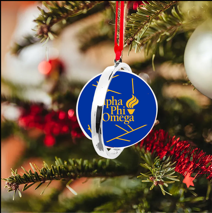 Alpha Phi Omega Christmas Reversible Flat Round Ornament