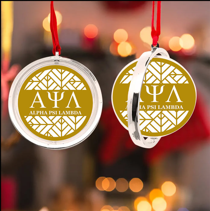 Alpha Psi Lambda Christmas Reversible Flat Round Ornament