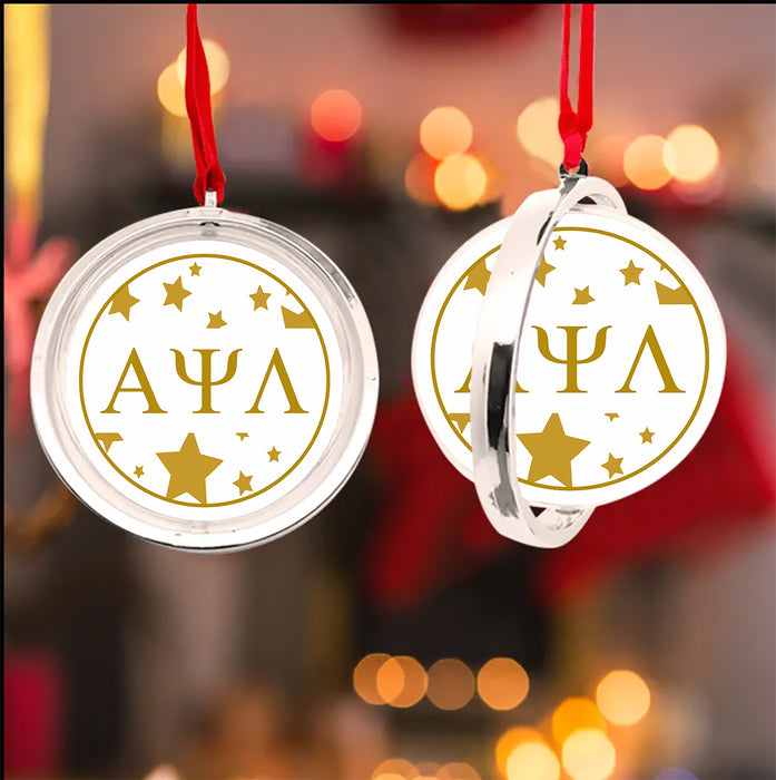 Alpha Psi Lambda Christmas Reversible Flat Round Ornament