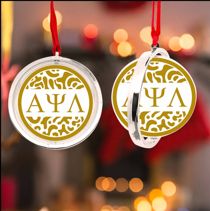 Alpha Psi Lambda Christmas Reversible Flat Round Ornament