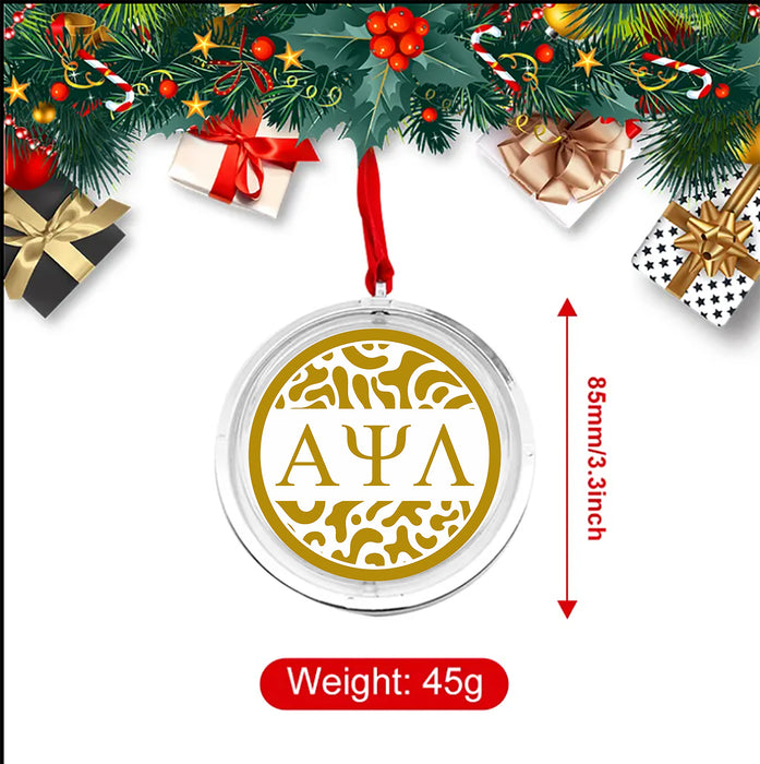 Alpha Psi Lambda Christmas Reversible Flat Round Ornament